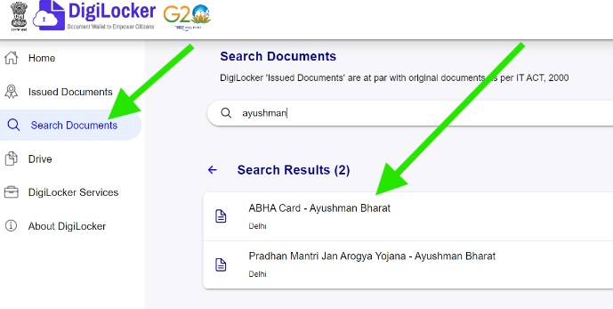 Ayushman Card and ABHA Card download from DigiLocker